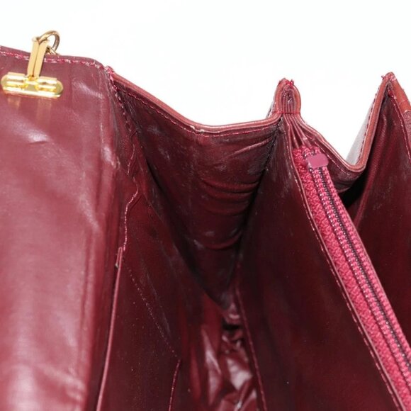 CARTIER Chain Shoulder Bag Suede Leather Red Gold Auth 118790V - Picture 10 of 16